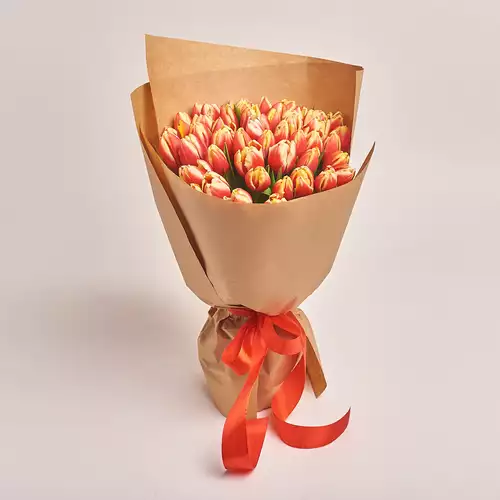 Product image Bouquet of 45 red-yellow tulips, packaging: Craft, vendor code: 2281