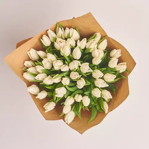 Product image Bouquet 51 White Tulip, packaging: Сraft, vendor code: 2285