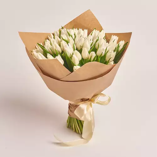 Product image Bouquet 51 White Tulip, packaging: Сraft, vendor code: 2285