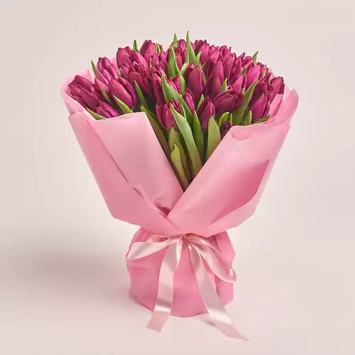 Product image Bouquet 51 Purple Tulip, packaging: Pink, vendor code: 2298