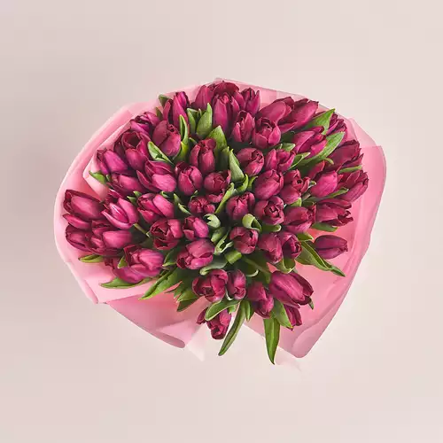 Product image Bouquet 51 Purple Tulip, packaging: Pink, vendor code: 2298