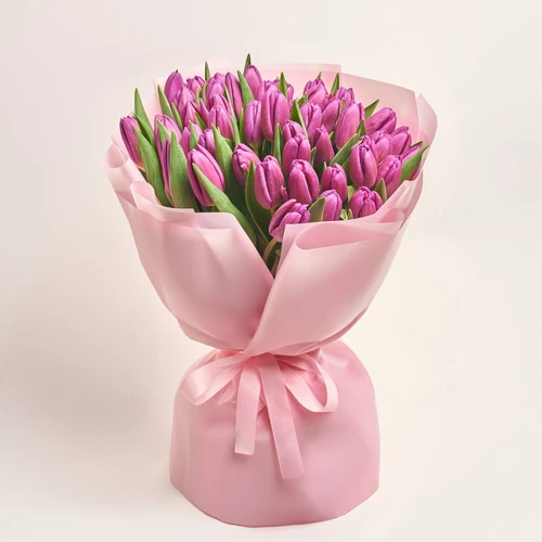 Product image Bouquet 51 Purple Tulip, packaging: Pink, vendor code: 2298
