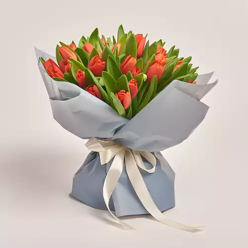 Product image Bouquet 51 Red Tulip, packaging: Gray, vendor code: 2293