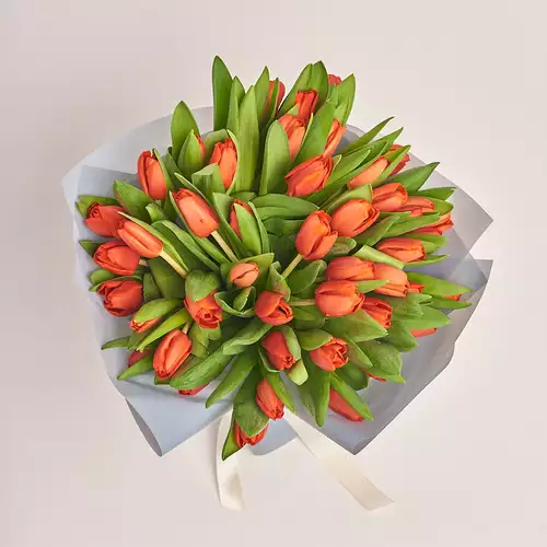 Product image Bouquet 51 Red Tulip, packaging: Gray, vendor code: 2293