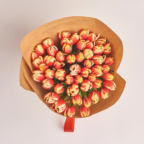 Product image Bouquet 51 Yellow-red Tulip, packaging: Сraft, vendor code: 2288