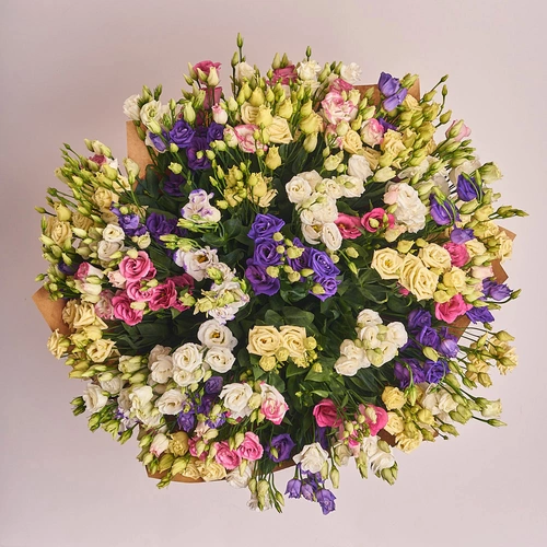 Product image Bouquet 51 Eustoma Mix, packaging: Сraft, vendor code: 2527