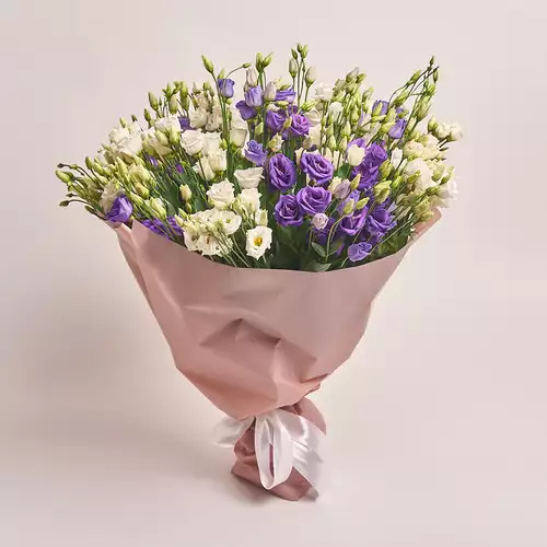 Product image Bouquet 31 White and Purple Eustoma Mix, packaging: Powder, vendor code: 2531