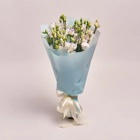Bouquet of 11 White-Violet Eustomas
