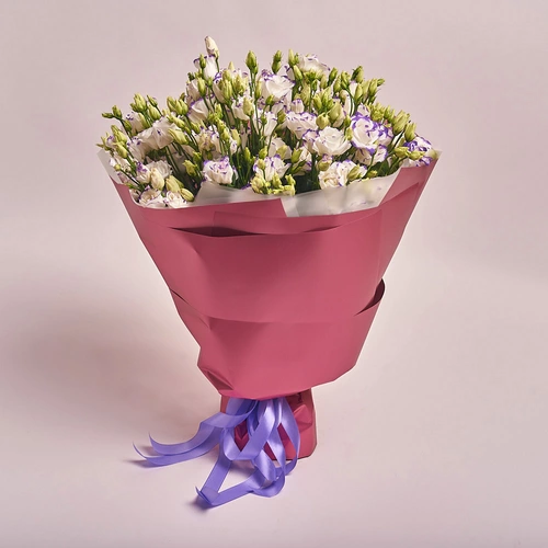 Product image Bouquet 31 White-Violet Eustoma , packaging: Coral, vendor code: 2533