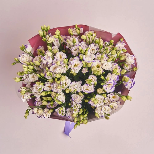 Product image Bouquet 31 White-Violet Eustoma , packaging: Coral, vendor code: 2533