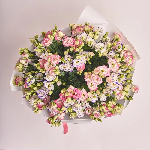 Product image Bouquet 51 Eustomas Bicolor, packaging: White, vendor code: 2534