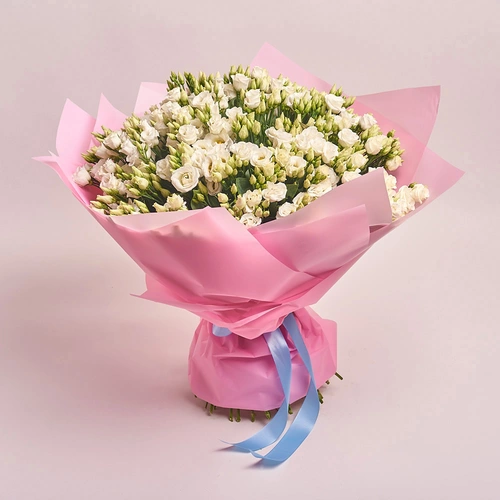 Product image Bouquet 51 White Eustoma, packaging: Pink, vendor code: 2537