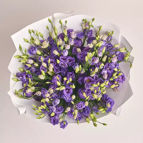 Product image Bouquet 31 Purple Eustoma, packaging: White, vendor code: 2540