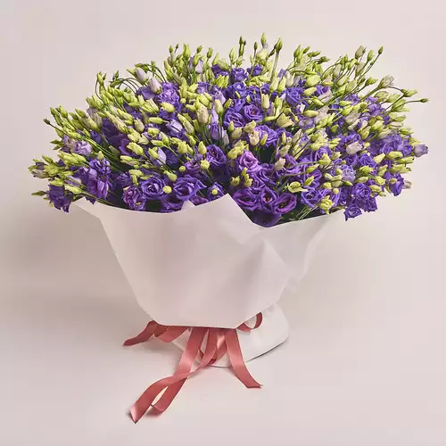 Product image Bouquet 101 Purple Eustoma, packaging: White, vendor code: 2542