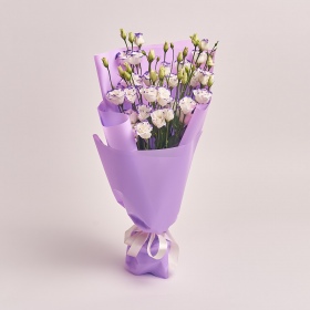 Bouquet of 5 White-Violet Eustomas