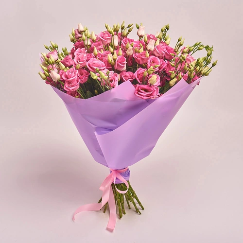 Product image Bouquet of 25 Pink Eustomas , packaging: Purple, vendor code: 2545