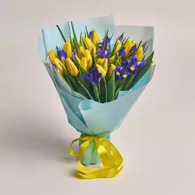 Bouquet 707 Yellow Tulips and Irises