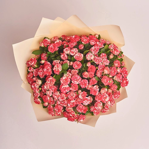 Product image Bouquet of 25 Spray roses Fireworks, packaging: Peach, vendor code: 2605