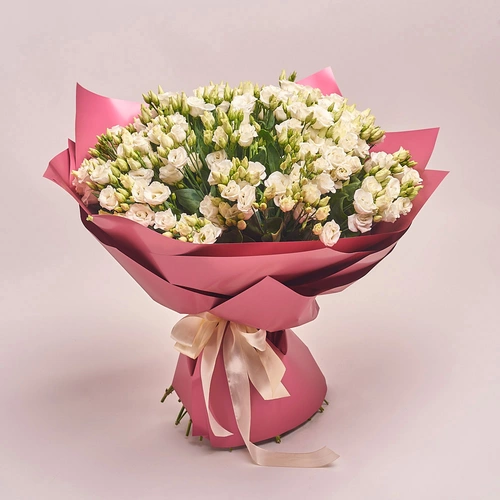 Product image Bouquet 31 White Eustoma , packaging: Coral, vendor code: 2615