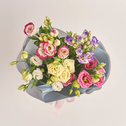 Product image Bouquet 5 Eustoma Mix, packaging: Gray, vendor code: 2618