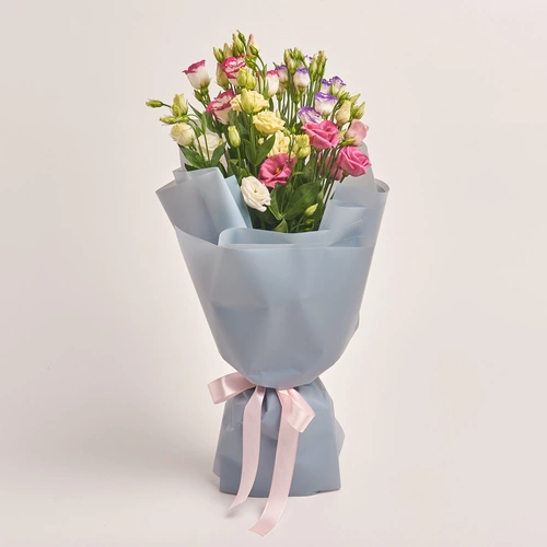 Product image Bouquet 5 Eustoma Mix, packaging: Gray, vendor code: 2618