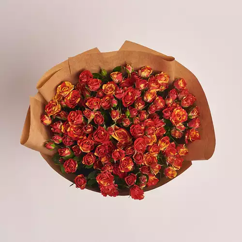 Product image Bouquet of 25 Spray Roses Flashfire, packaging: Сraft, vendor code: 2621