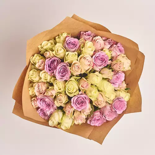 Product image Bouquet 51 Rose mix Athena and Memory, packaging: Сraft, vendor code: 2623