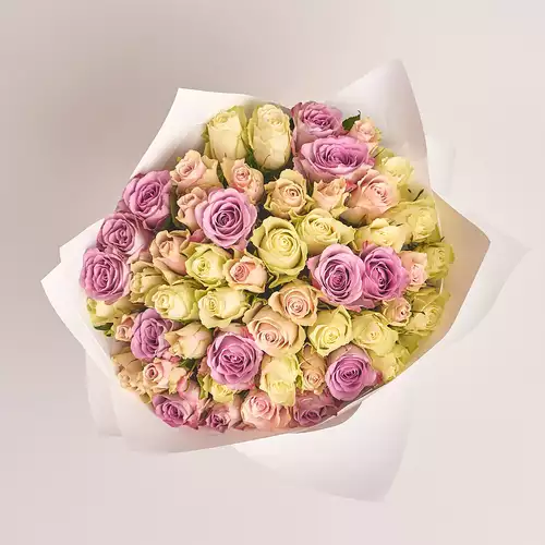 Product image Bouquet 51 Rose mix Athena and Memory, packaging: White, vendor code: 2623