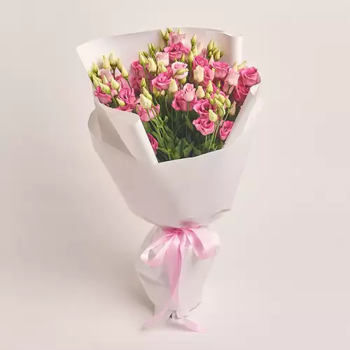 Product image Bouquet of 11 Pink Eustoma, packaging: White, vendor code: 2627