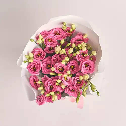 Product image Bouquet of 11 Pink Eustoma, packaging: White, vendor code: 2627