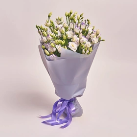 Bouquet of 15 White-Violet Eustomas 