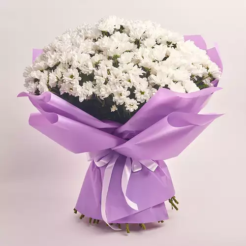 Product image Bouquet 51 Chrysanthemum Chamomile, packaging: Purple, vendor code: 2639