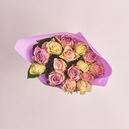 Product image Bouquet of 15 Roses mix Athena and Memory, packaging: Purple, vendor code: 2677