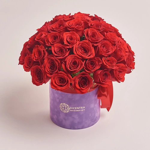 Product image Box of 51 Red Roses Grand Prix, packaging: Purple, vendor code: 2688