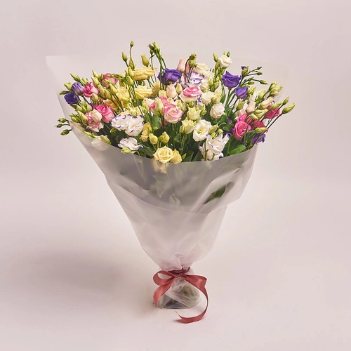 Product image Bouquet 25 Eustoma Mix , packaging: Transparent, vendor code: 2692