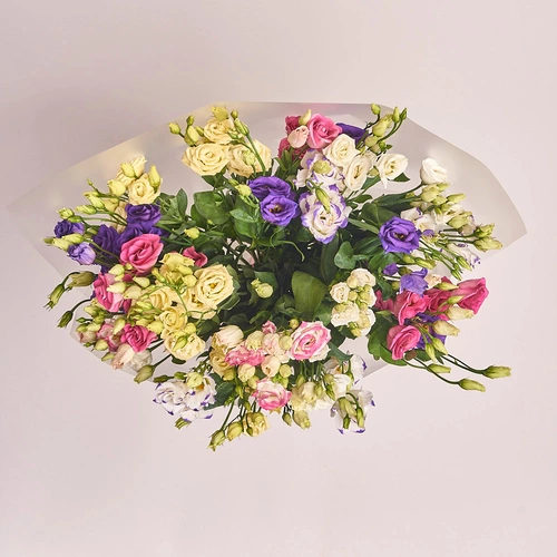 Product image Bouquet 25 Eustoma Mix , packaging: Transparent, vendor code: 2692