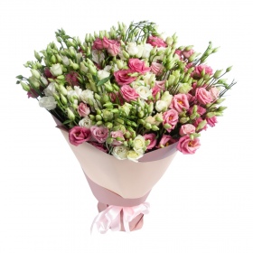 Bouquet of 25 White and Pink Eustoma Mix 