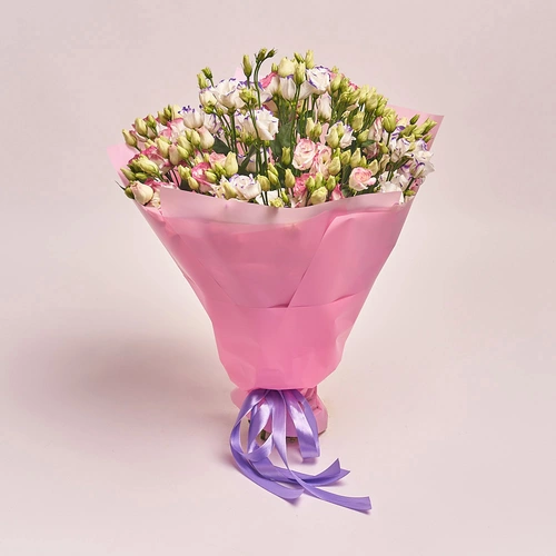 Product image Bouquet of 25 Bicolor Eustomas, packaging: Pink, vendor code: 2696