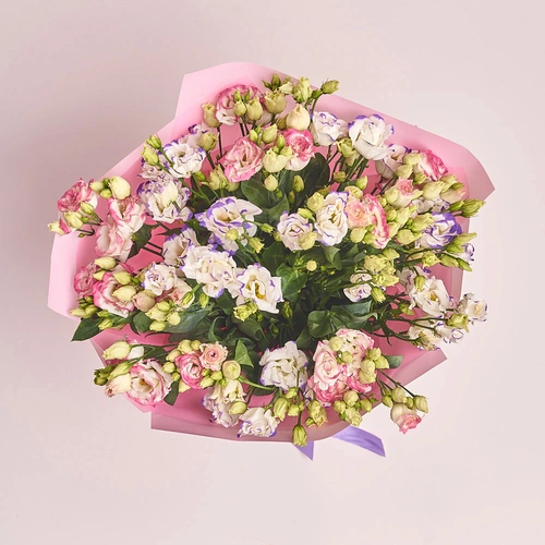 Product image Bouquet of 25 Bicolor Eustomas, packaging: Pink, vendor code: 2696