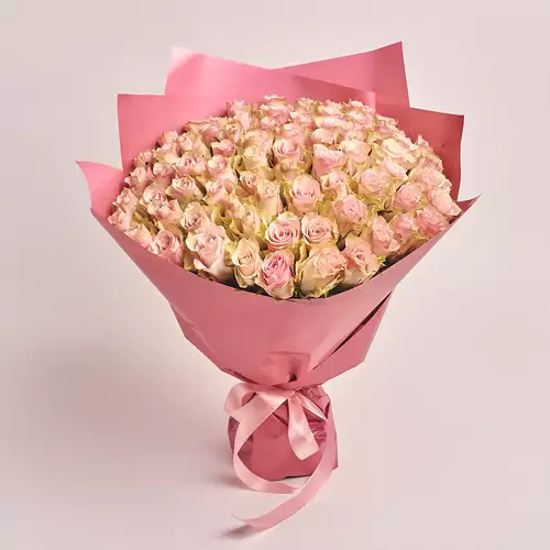 Product image Bouquet of 75 Roses Pink Athena, packaging: Coral, vendor code: 2699