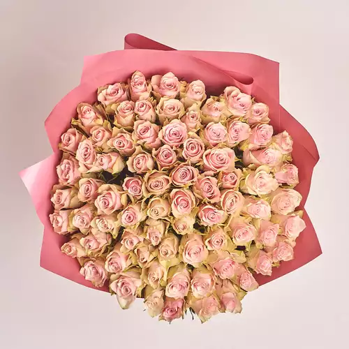 Product image Bouquet of 75 Roses Pink Athena, packaging: Coral, vendor code: 2699