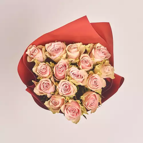 Product image Bouquet of 15 Roses Pink Athena, packaging: Red, vendor code: 2701