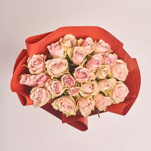 Product image Bouquet of 25 Roses Pink Athena, packaging: Red, vendor code: 2704