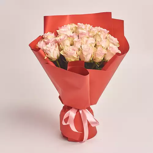 Product image Bouquet of 25 Roses Pink Athena, packaging: Red, vendor code: 2704