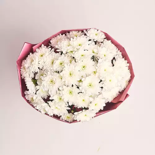 Product image Bouquet of 11 White Chrysanthemums , packaging: Coral, vendor code: 2727