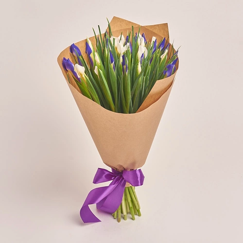 Product image Bouquet of 35 Irises Mix, packaging: Craft, vendor code: 2734