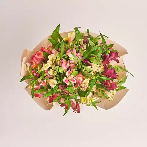 Product image Bouquet 15 Alstroemeria Mix, packaging: Kafin cream, vendor code: 2738