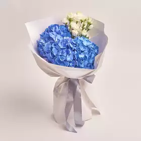 Bouquet 3 Blue Hydrangeas and Eustoma