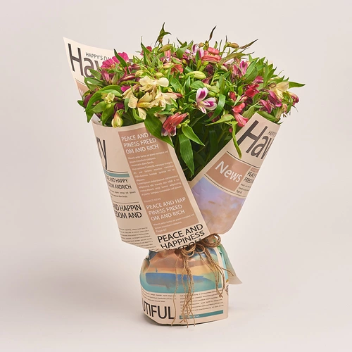 Product image Bouquet 35 Alstroemeria Mix, packaging: Newspaper, vendor code: 2746