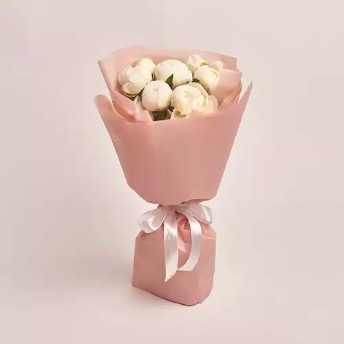 Product image Bouquet of 7 White Peonies, packaging: Powder, vendor code: 2749